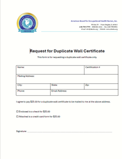 Duplicate Wall Certificate Request